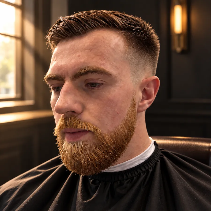 The Clean Crop: Short textured crop with a groomed beard.
